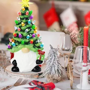 Santa Claus Design Christmas Tree Decoration, 1 Count Battery Powered Luminous Resin Decorative Ornament, Home Decor Supplies for Living RoomBedroom Dining Room