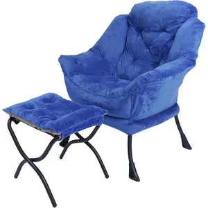 Lazy Chair with Folding Ottoman,Living Room Chairs (Blue-1248)