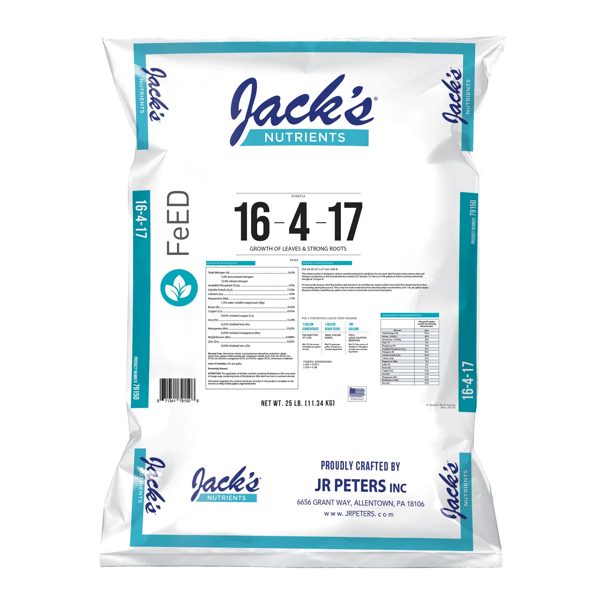 Oasis 16-4-17 Hydroponic Fertilizer, 25lb.
