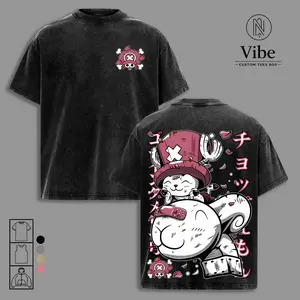 Chopper x Merryy Cute Pirate Tee, Double Sided Oversized Anime Shirt, Tank Top Vintage Washed Graphic Streetwear, Heavyweight Cotton Unisex Top, Anime Merch Fan Boys merch