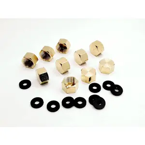 Pack of 10 Brass 3/8'' Compression valve Cap Fitting for Sink Shut off Angle Stop Water Line Valve with Sealing Rubber Gasket Washer