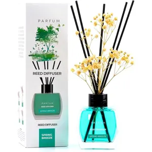 Reed Diffuser Set with Dried  - Spring Breeze | Reed Diffusers for  with Sticks | Bathroom Diffuser & Room Scent | Long-Lasting   | 120 mL / 4.06 fl oz