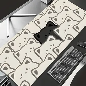 1pc Cute Cat Face Mouse Pad - Playful Black and White Design, Large Non-Slip Rubber Base, Smooth Surface, Suitable for Gaming and Office Decor, Perfect Gift for Friends, Family, or Desk Setup, Gaming Accessories | Fun Desk Accessories | Stable Desk