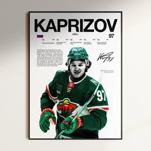 Kirill Kaprizov Poster, Minnesota Wild Wall Print,  Hockey Print, Print, Hockey Fan Gift, Sports Decor, Hockey Room Print (No Frame)