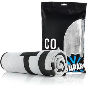 - Slim Dryer Towel - Ultra-Absorbent Korean Microfiber, Suede Edge,  Drying Towel. 25" x 35" Grey