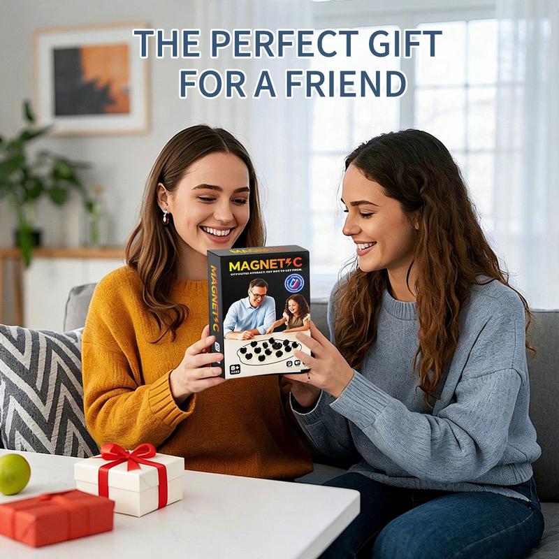 Magnetic Strategy Game with 20 Full-Size Stones & Rope, Portable Family Board Game Gift, 2 Player Tabletop Game for Travel, Party, Indoor & Outdoor Play, Christmas & Holiday Fun