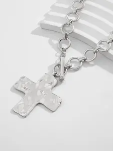 The fashionable retro OT buckle cross necklace with Cross Chain Design is suitable for daily wear, vacation dates, and other occasions, and is also a surprising and exquisite small gift