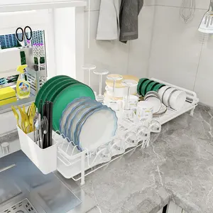 Adjustable Kitchen Plate Storage Rack, Sink Countertop Chopstick Bowl Dish Drainer Stand, 1pc Organizer for Efficient Kitchen Space