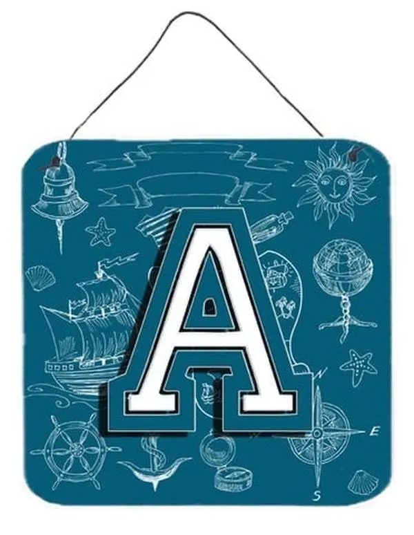 Letter A Sea Doodles Initial Alphabet Wall and Door Hanging Prints