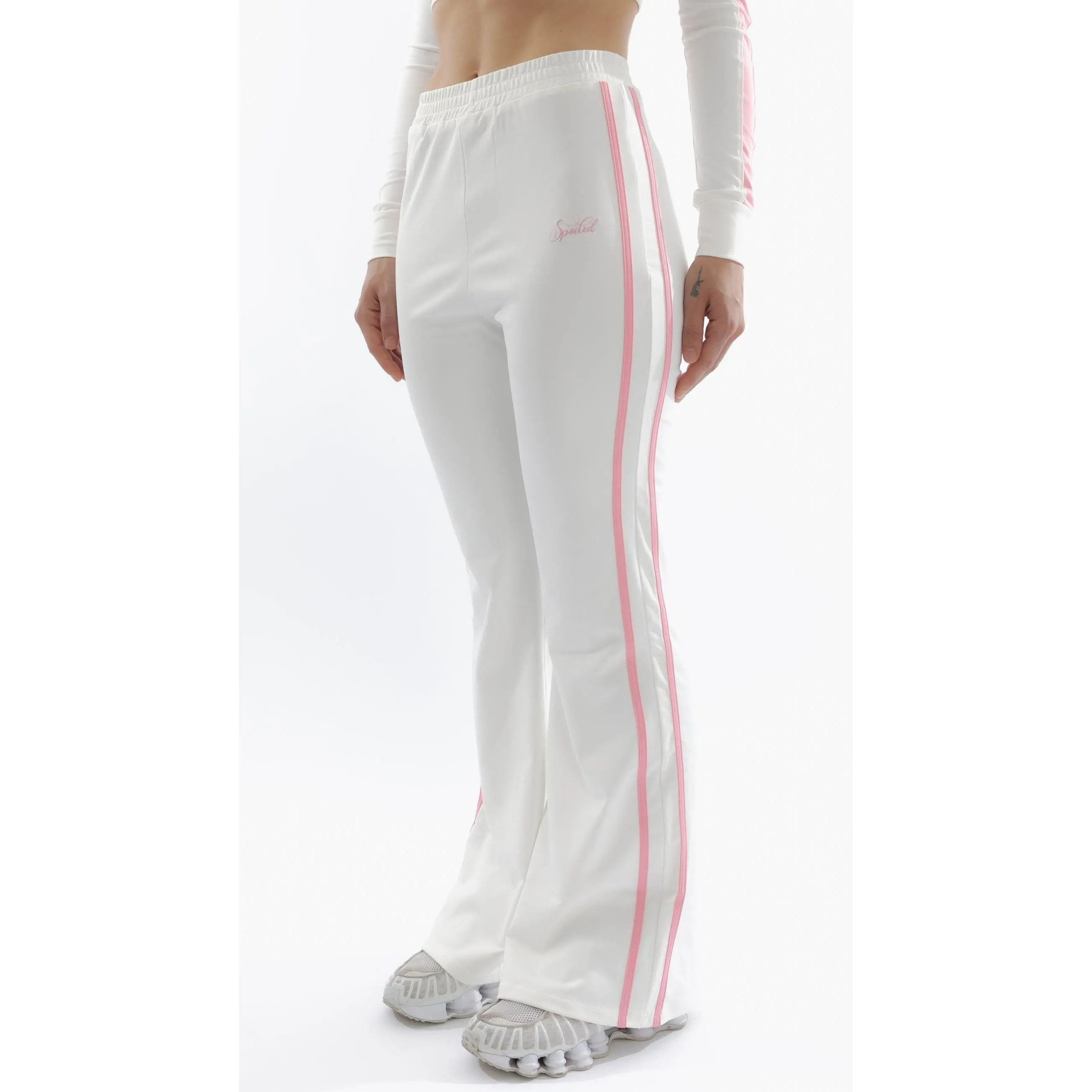 Spoiled flared sweatpants white & pink
