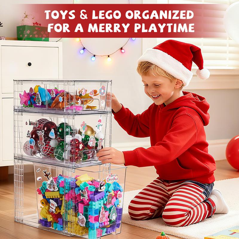 【New Year Hauls】VTOPMART 6 Pack Stackable Clear Drawer Organizer for Organizering Nursing Bottles,Candy,Snacks,Makeup,Cosmetics,Tampons,Medicines,Pantry,Under Sink,Closet,Bathroom, with Free Stickers