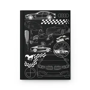 Racing Cars Sketchbook Hardcover Journal | Automotive Blueprint Notebook