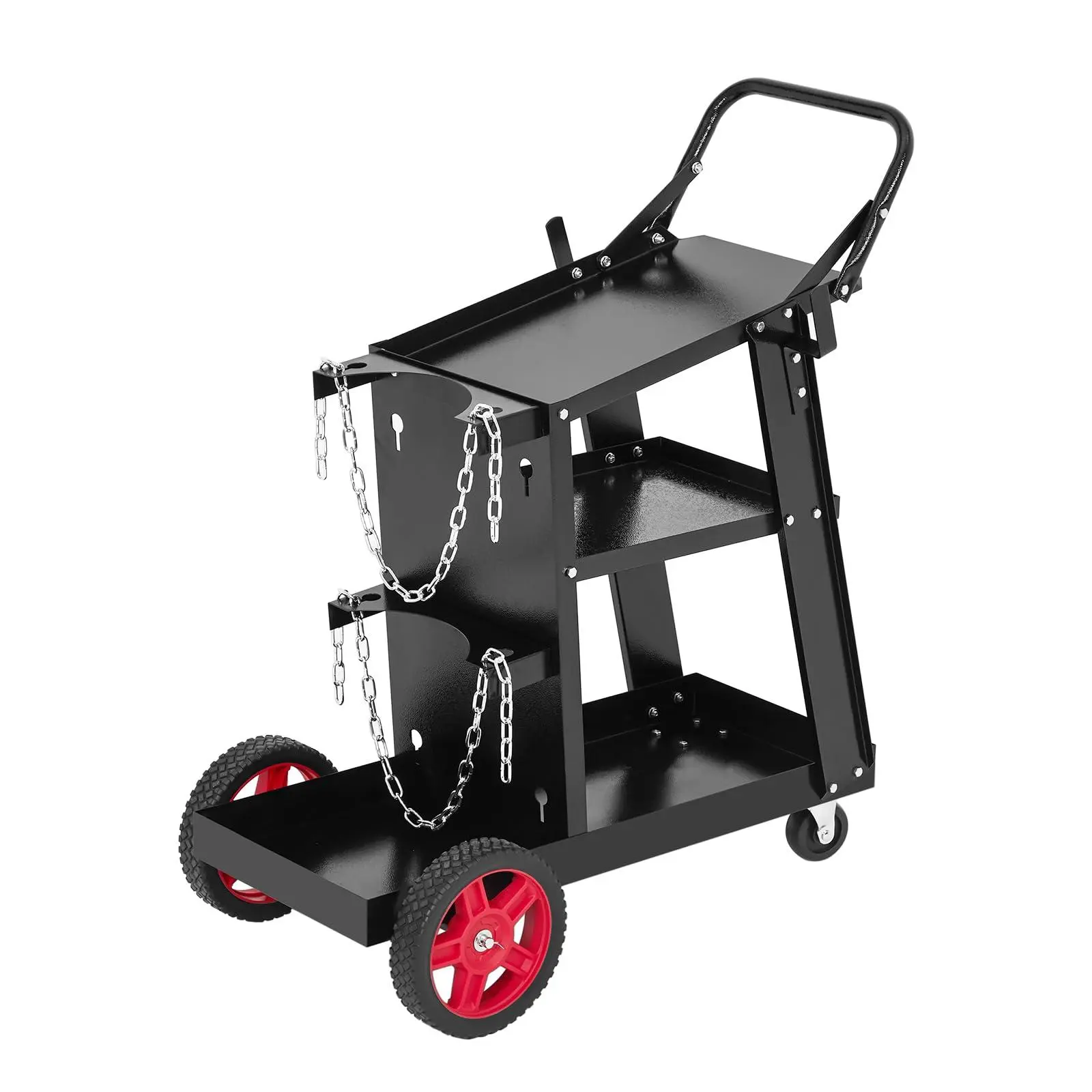 3-Tier Heavy-Duty Welding Cart, Carbon Steel Rolling Welder Cart with Gas Tank Holder for MIG, TIG & Plasma Cutters, 220 lb Capacity