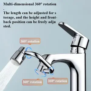 360° Rotatable Faucet Aerator Extension for Effortless All-Angle Control Adjustable Length & Height Swivel Kitchen Bathroom Sink Sprayer Attachment with 2 Mode Splash