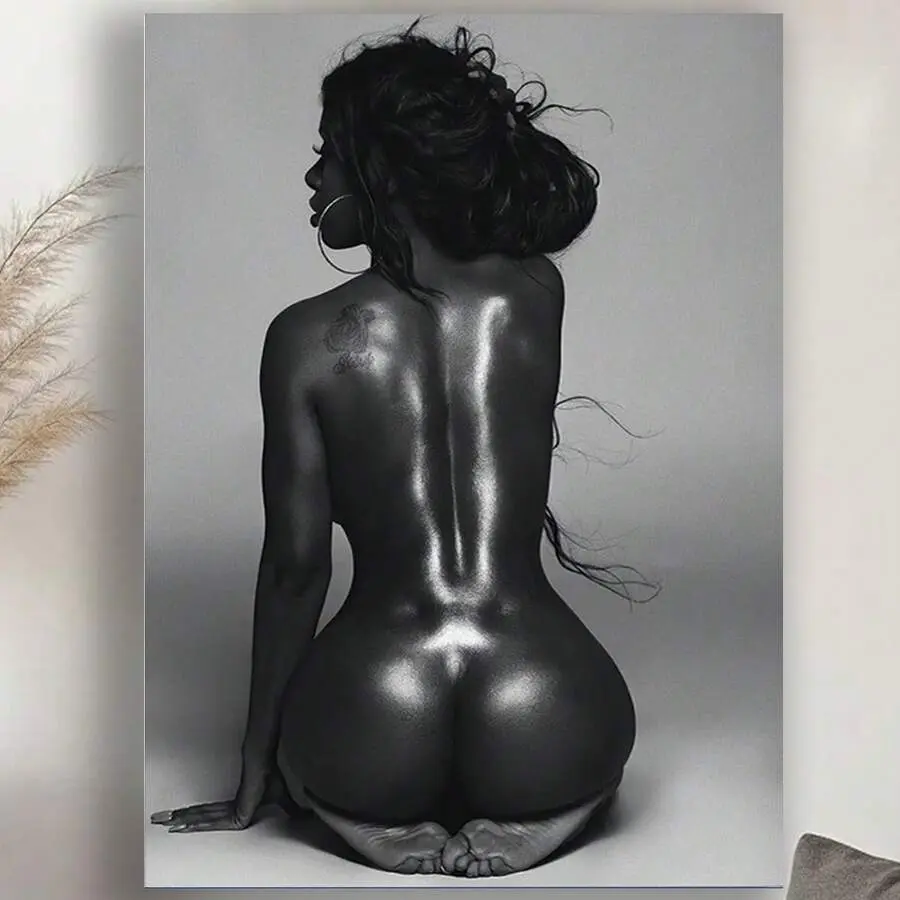 Framed African Sexy Half Naked  Poster Wall Art Canvas Painting Picture Print Living Room Bedroom Decor,shadow
