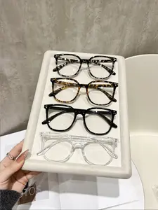 4 Pairs Unisex Square Flat Glasses Set, Casual Daily Wear, Back-To-School Accessory, Beachwear, Anti-Blue Light, Plastic Frame, Eyeglasses Set