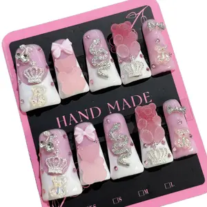 Hailey's long duck shape gummy bear acrylic handmade press on nails A28