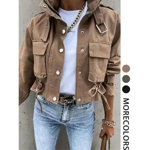 New Trendy Utility Style Casual Women's Jacket Coat, Fashionable Workwear Outerwear, Comfortable Ladies' Clothing for Daily Wear, Everyday
