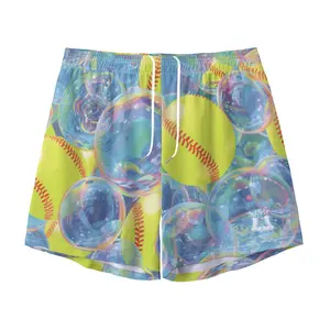 Adult All Over Print Softball Bubble Shorts, Doubles and Bubbles