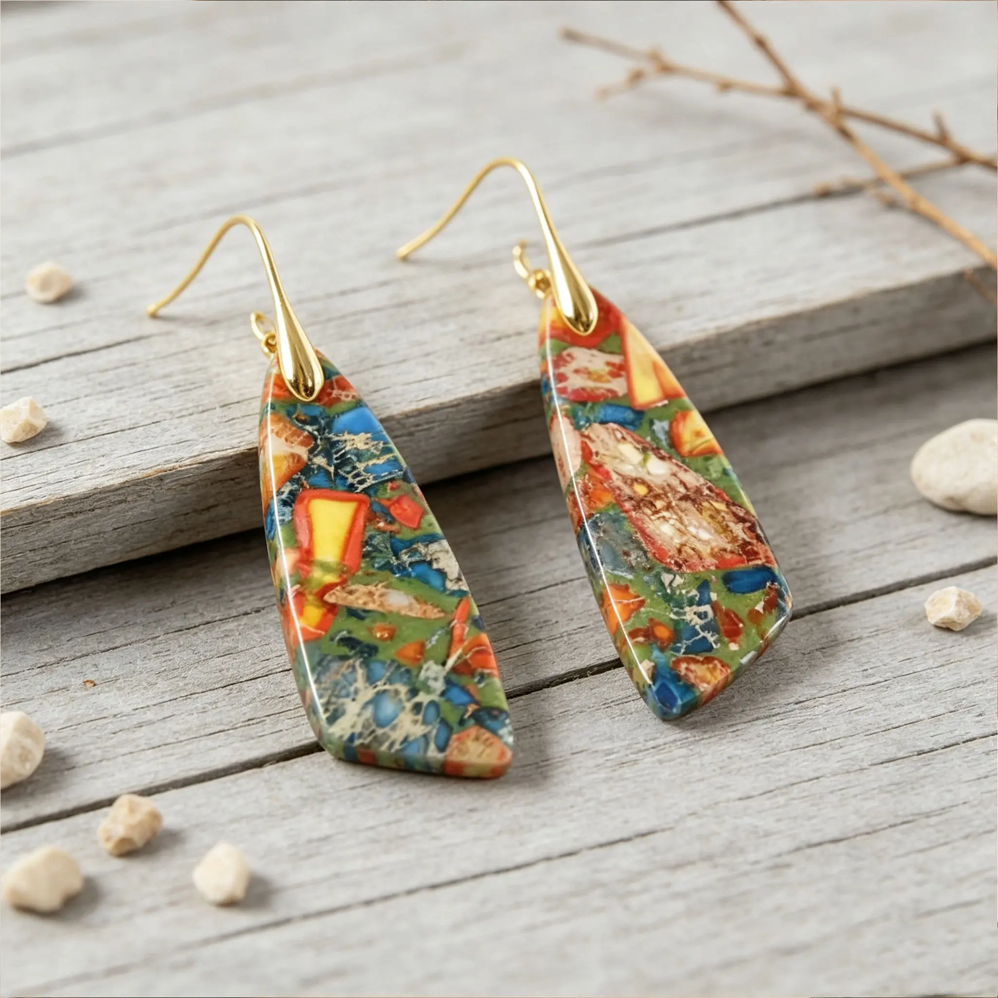 Women Natural Stone Chakra Dangle Earrings Inner Peace Healing Spiritual Gift Earring