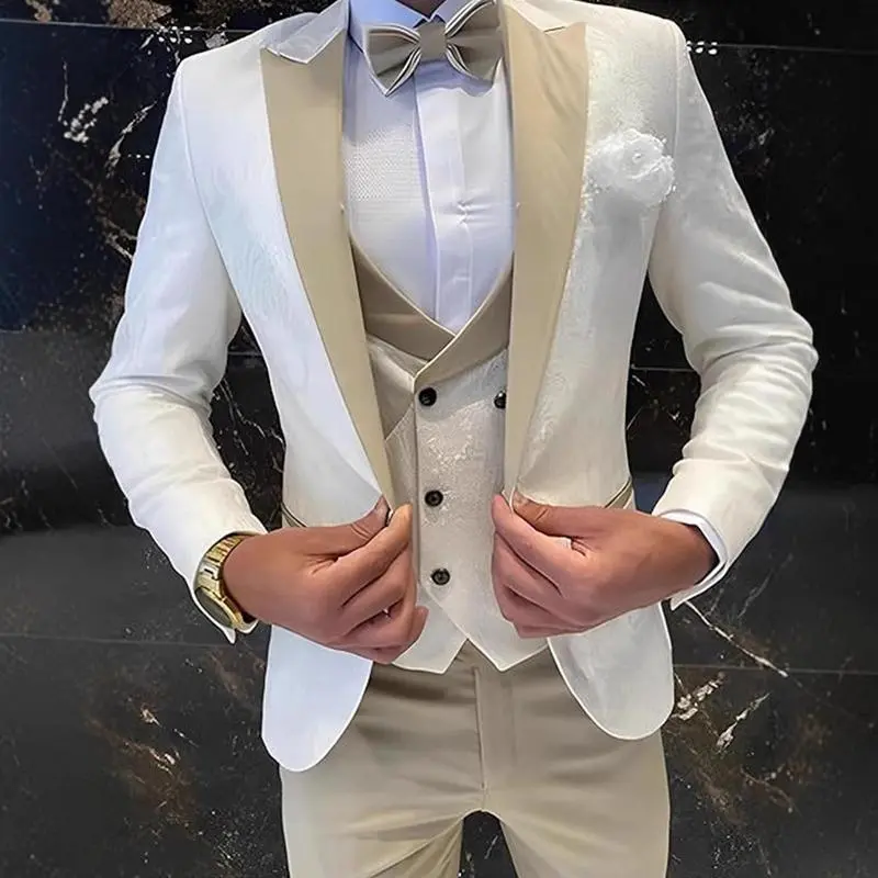 European and American men's suit three piece set jacquard single breasted suit jacket vest pants business wedding Workwear Long Sleeve Menswear European and American men's suit three piece set jacquard single breasted suit jacket vest pants business wedding Workwear Long Sleeve Menswear