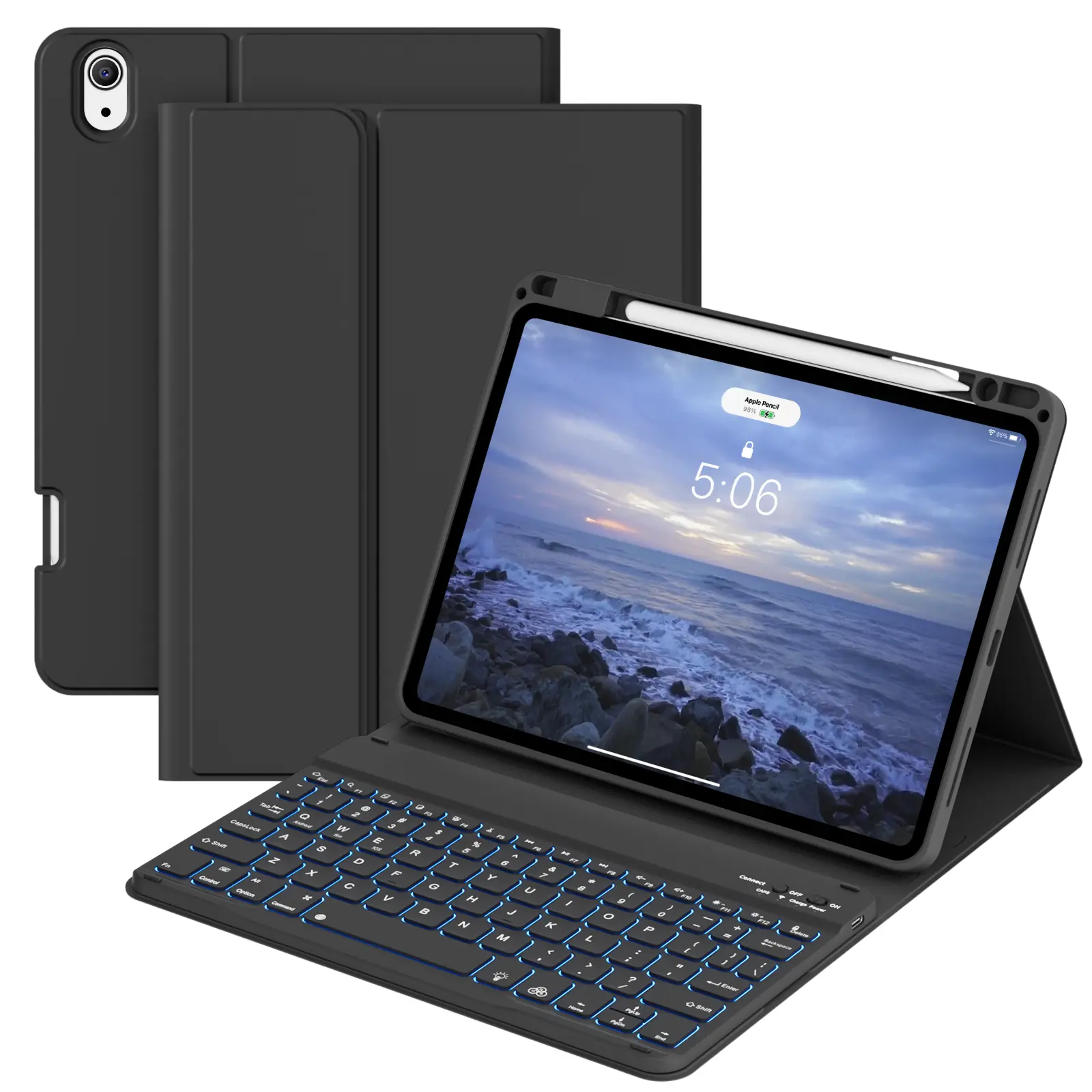Kenke Backlit Magnetic Bluetooth Keyboard Case Foldable Multi-Angle Cover with Pencil Holder Backlit for Night Use For iPad 11th Gen (A16) 11'' 2025 iPad 10th Gen 10.9'' 2022 iPad Air 11'' M3 2025 M2 2024 iPad Air 5th/4th Gen 10.9'' 2022 2020