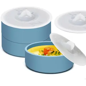 Egg Poacher Set of 3 Silicone Egg Poaching Cups with Lids for Microwave Egg Cooking Toaster Oven Air Fryer Nonstick Egg Mold Poached Egg Maker