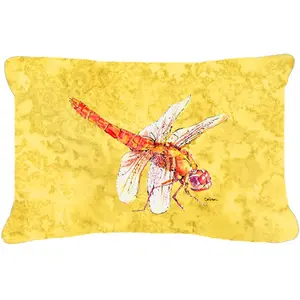 Carolines Treasures  12 x 16 In. Dragonfly on Yellow Indoor & Outdoor Fabric Decorative Pillow