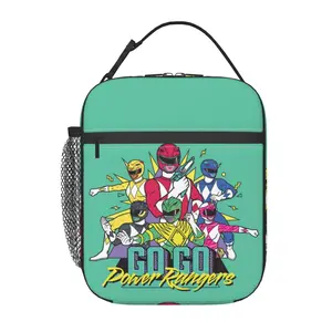 Cartoon Power Rangers Insulated Lunch Box, Power ranger Reusable Lunch Bag. Power rangers stuff Adult Meal Tote & Meal Holder, Designed for Work, Outdoor Activities and Picnics
