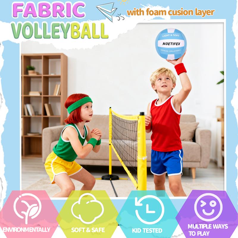 Soft Volleyball-Super Soft Fabric Light Volleyball for Indoor Practice Safe and Quiet Kids Youth Beginners House Yard Training Practice Games(Deflated) indoor outdoor gift