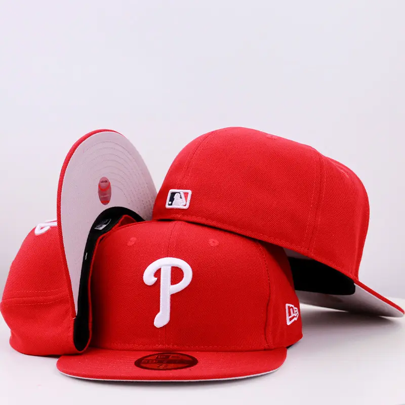 New Era Philadelphia Phillies 59FIFTY Fitted Baseball Cap Red White Embroidered Logo Flat Brim Official MLB Hat for Men Women