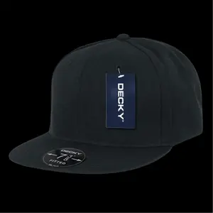 212 MAIN Retro Look Flat Bill Fitted Cap - Black, 7.75 Size (Blank)