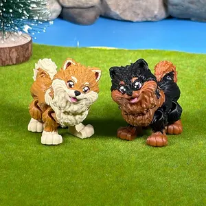 Teacup Pomeranian Puppy Pals – Orange & Sable Pomeranian Duo, Cute Dog Figurines, 3D Printed Gift