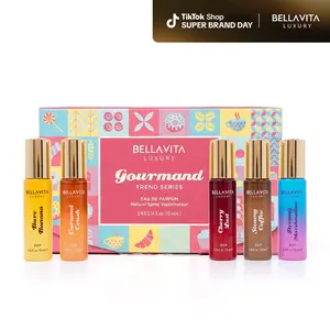 Bellavita Luxury Gourmand Trend Series | 5 Dessert-Inspired Fragrance Set | Steamy Coffee, Bare Banana, Caramel Crush, Dreamy Marshmallow & Cherry Lust | Long-Lasting Women's Fragrances | Perfect Gift for Her | Super Brand Day Exclusive