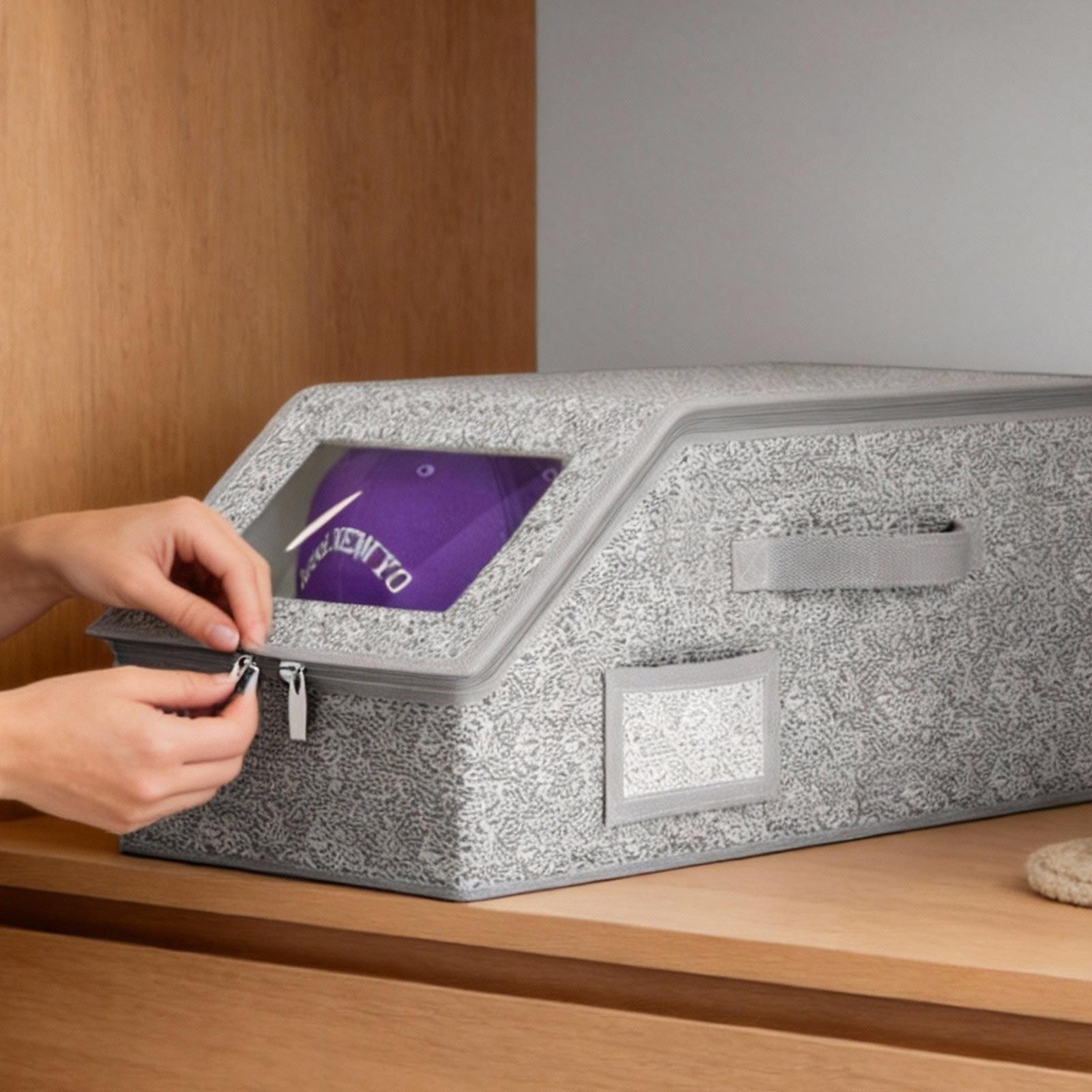 Baseball cap storage box, can hold up to 24 caps – sturdy and foldable wardrobe and bedroom organizer, large-capacity dustproof storage box for storing hats, toys, and accessories, a space-saving home organization solution