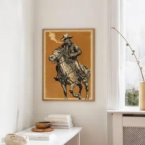 Vintage Marlboro Cigarette PosterPrint Canvas painting - Retro WestenCowboy Poster - Marlboro CowboyPoster - Smoking Cowboy Wall Art -Cigarette Poster