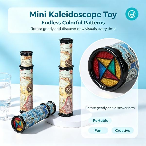 Retro retractable kaleidoscope, kaleidoscope puzzle sensory toy, multifunctional pattern mini desktop toy, children's puzzle toy, party event supplies.