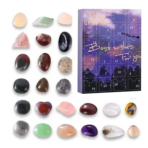 Christmas Stone Calendar, Crystal Gem Countdown Box, Daily Opening Stones Learning Series, Perfect Gift Set for Geology Enthusiasts, Artificial Crystal Bundles