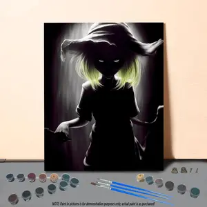 Dark Girl Pattern DIY Oil Painting Without Frame, DIY Paint By Number Hanging Kit For Beginner, DIY Home Decor