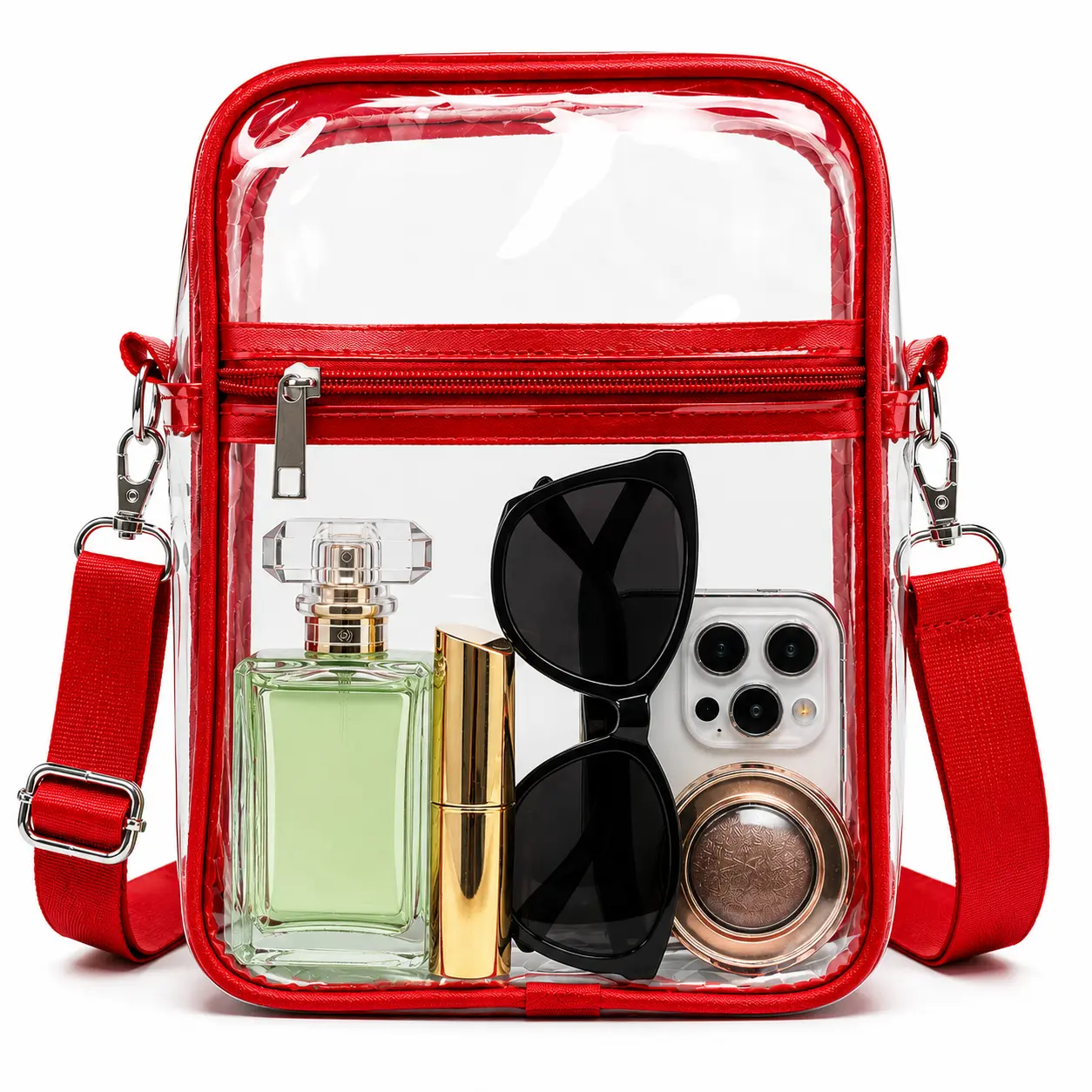 1PCS/2PCS- Clear Stadium Approved Crossbody Bag for Women & Men, Transparent PVC Shoulder Bag with Adjustable Strap, Security Event Concert Sports Game Travel Bag, Trending 2026