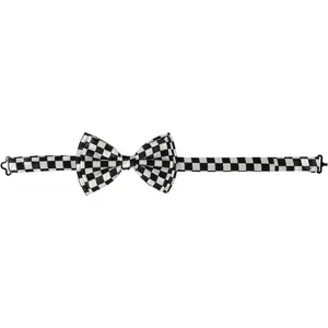 Checkered Bow Tie | Pre-Tied Adjustable Black & White Musical Bowtie for Kids, Teens & Adults - Party Dress Up Accessory Great for Concert, Prom & Events - Unisex Fashion