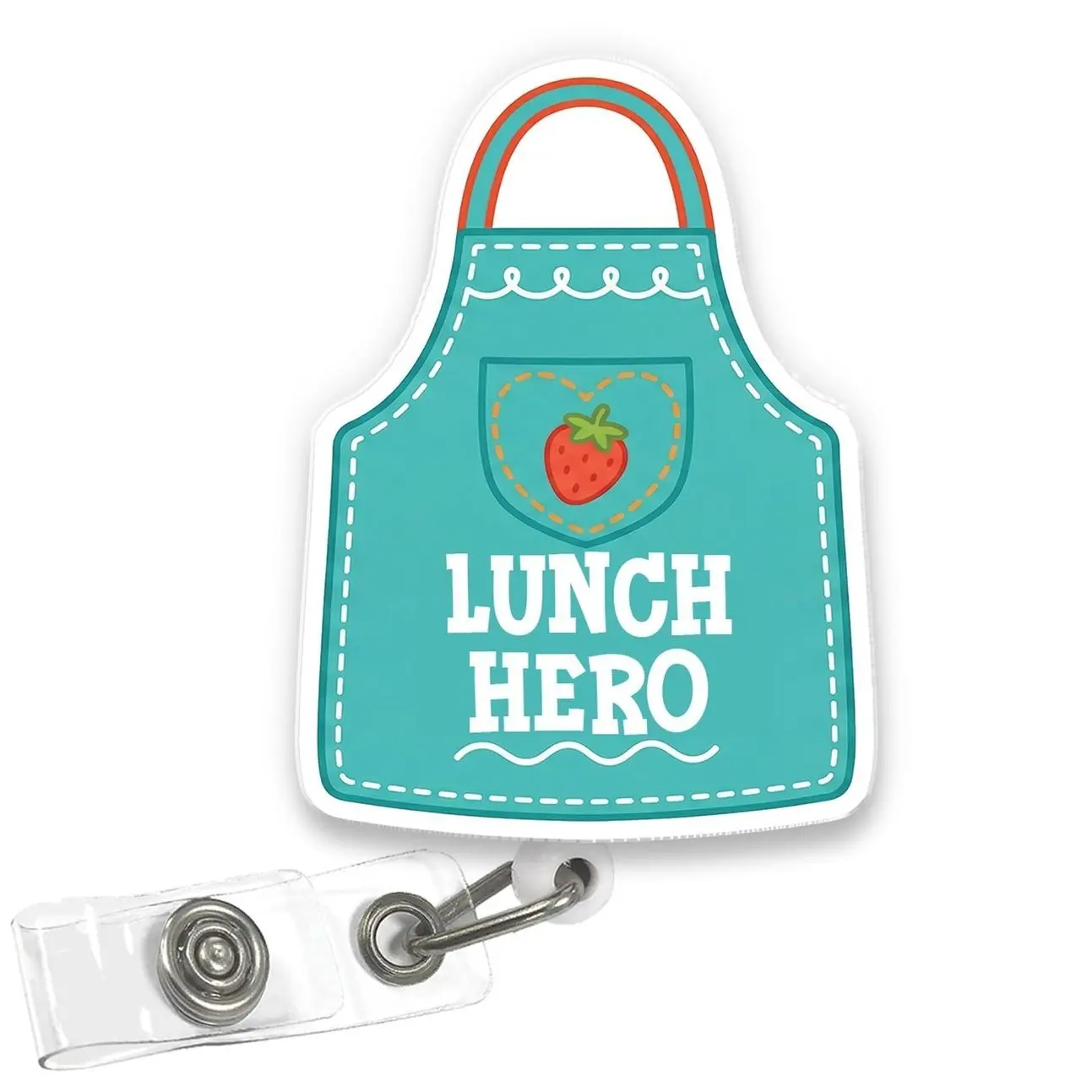 Lunch Hero Badge Reel, Cute Cafeteria Worker Acrylic Retractable ID Holder with Clip Gift for School Lunch Lady Food Service Staff ZPG