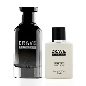 Crave Extreme 100ml (3.4 oz) & Crave Extreme Mini 20ml (0.6 oz) Eau de Parfum Sprays by Intense Elite (Bundle)