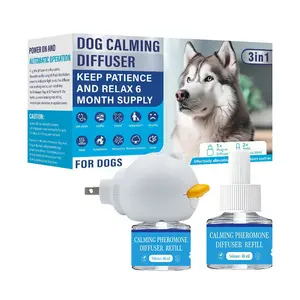 1-2 Pack Advanced Dog Calming Diffuser Kit , Stops Peeing Barking Anxiety Odorless Scented Room Aromatizer with Soft Blue Light Indicator for Calm Dog Environment