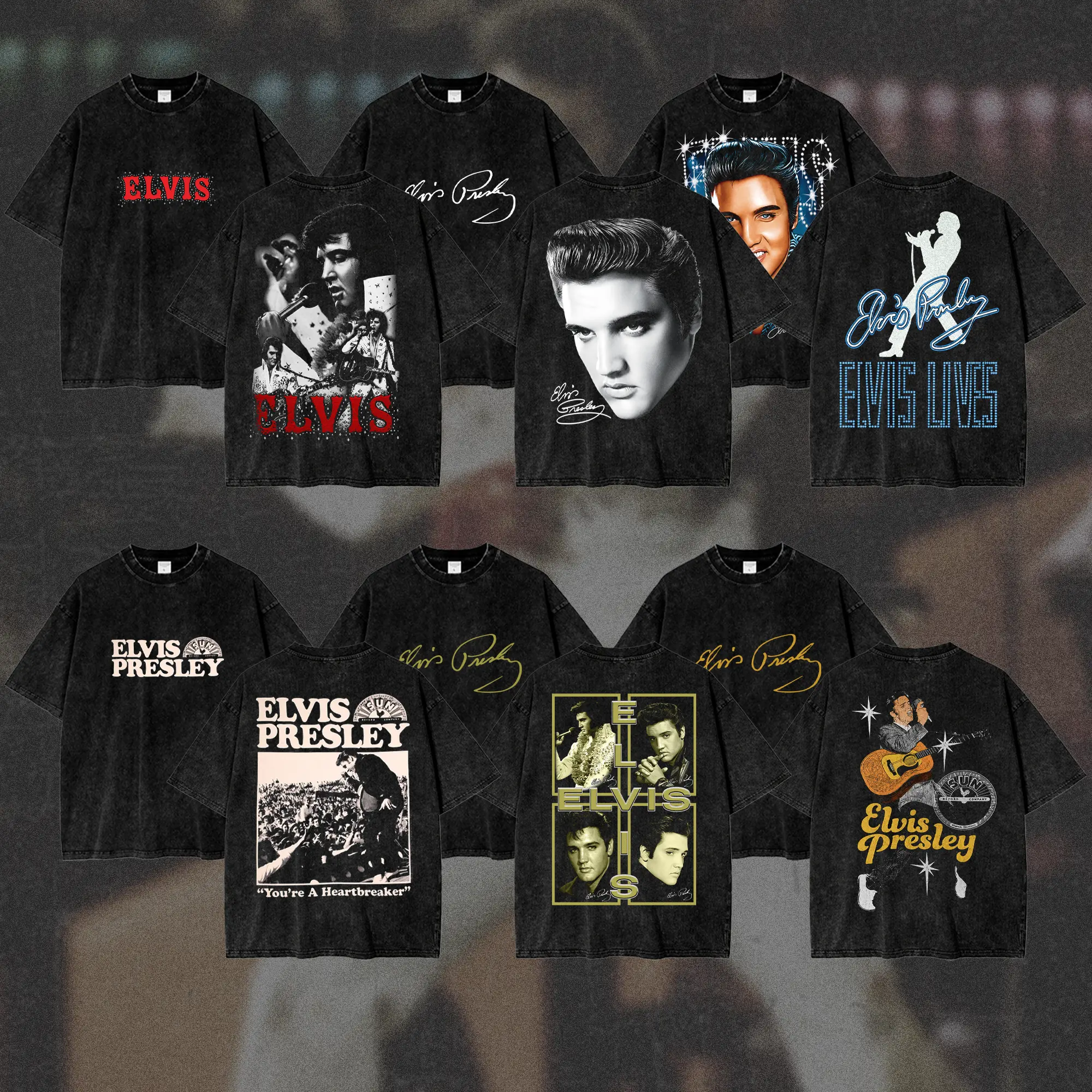 [COLLECTION] Vintage Elvis Presley "King Of Rock & Roll" Washed T-Shirt, Unisex Tee, Rock Music Graphic Tee, Classic Rockabilly Western Shirt, Retro 50s Vintage Tee, Gift For Men & Women