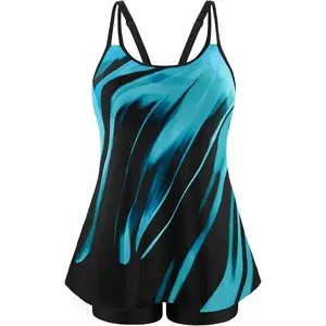 Womens Tankini Swimsuit Plus Size Two Piece Bathing Suit Flowy Swim Tops with Boy Shorts 2026 Modest Swimwear