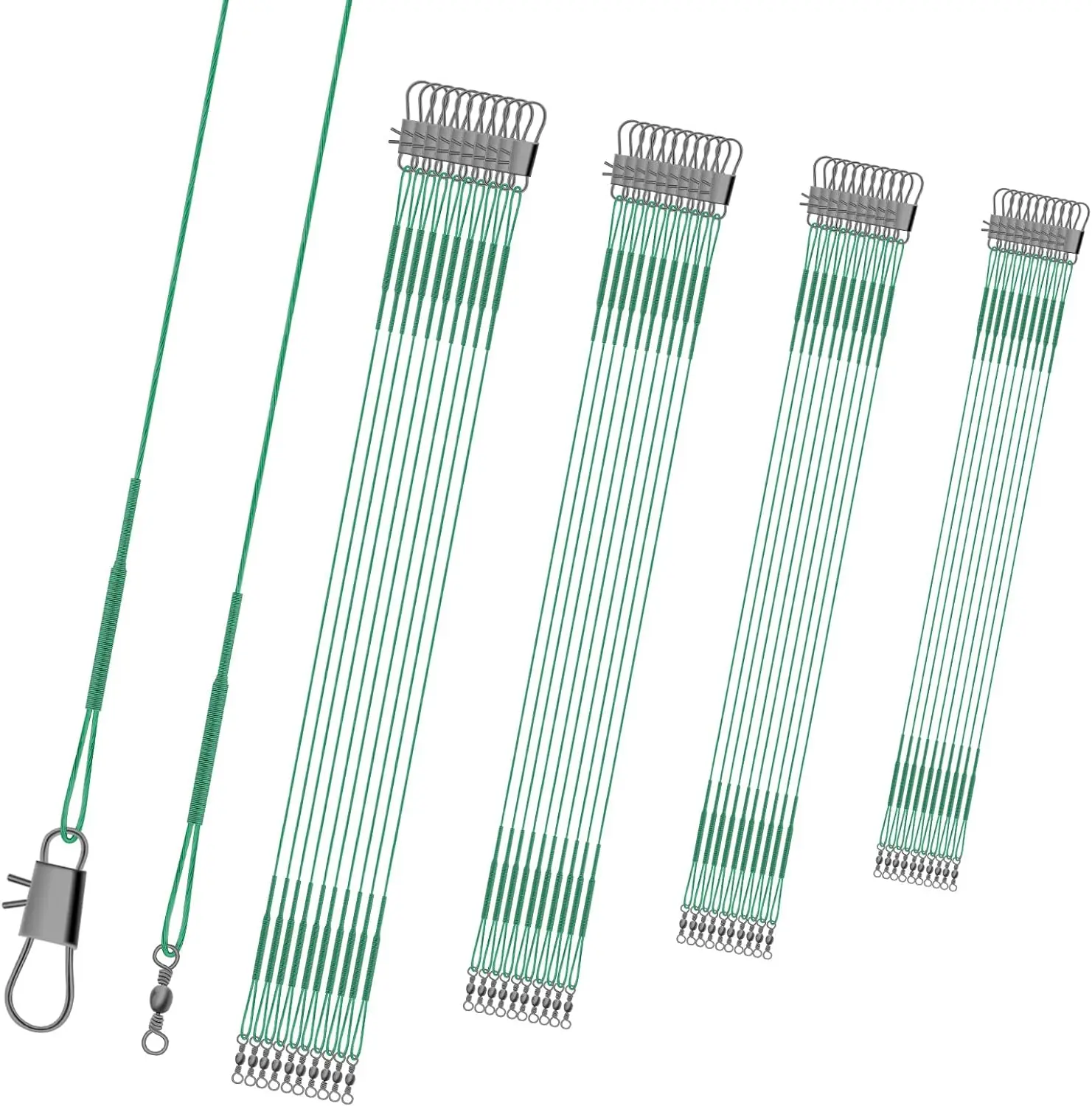 Fishing Leaders, Anti-Bite Stainless Steel Wire Leaders Fishing Leaders Line with Swivels for Saltwater and Freshwater KINBOM