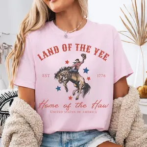Land Of The Yee Home Of The Haw T-Shirt, Western Cowboy Shirt, 4th of July Shirt, America Patriotic Tee