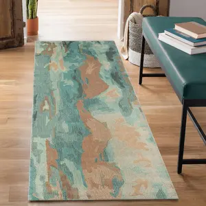 Lush Decor CORSICA Indoor Hand Tufted Wool Plush Area Rug - Contemporary Graphic Casual Accent  (Waterfall)