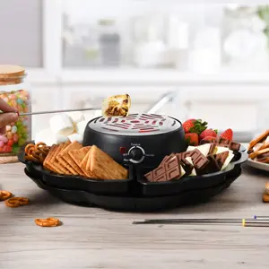 2 in 1 Electric S'mores Maker&Chocolate fondue pot with 4 Grills 4 Detachable Trays&Flameless Temperature. Controlled Heater for Movie Night Supplies and Housewarming Gadget Holiday vibe